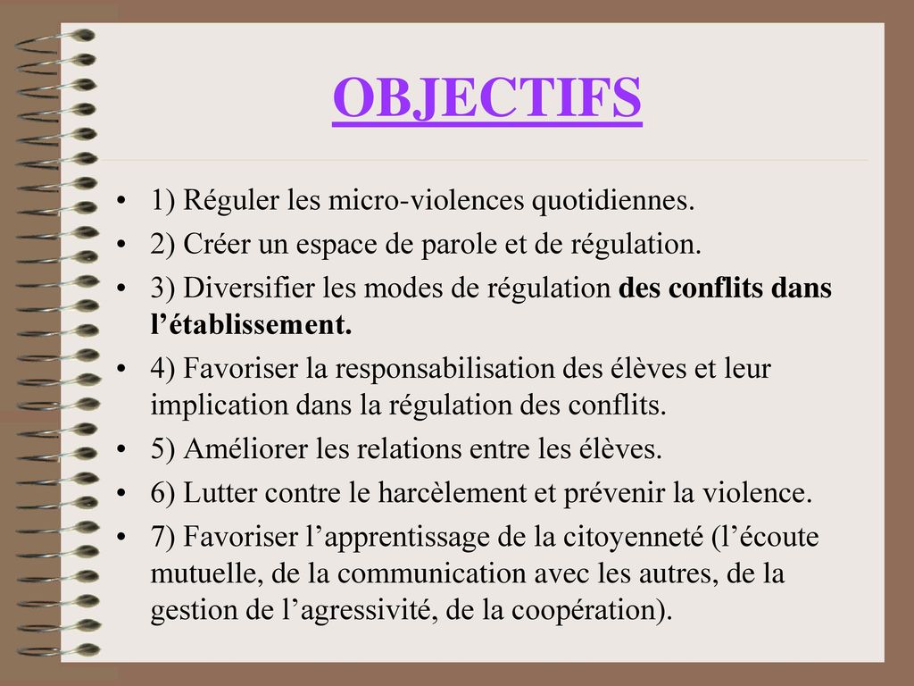 OBJECTIFS 1) Réguler les micro-violences quotidiennes.