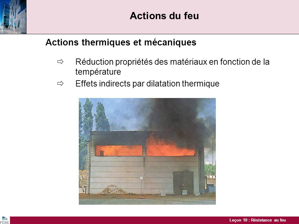 Actions du feu Actions thermiques et mécaniques