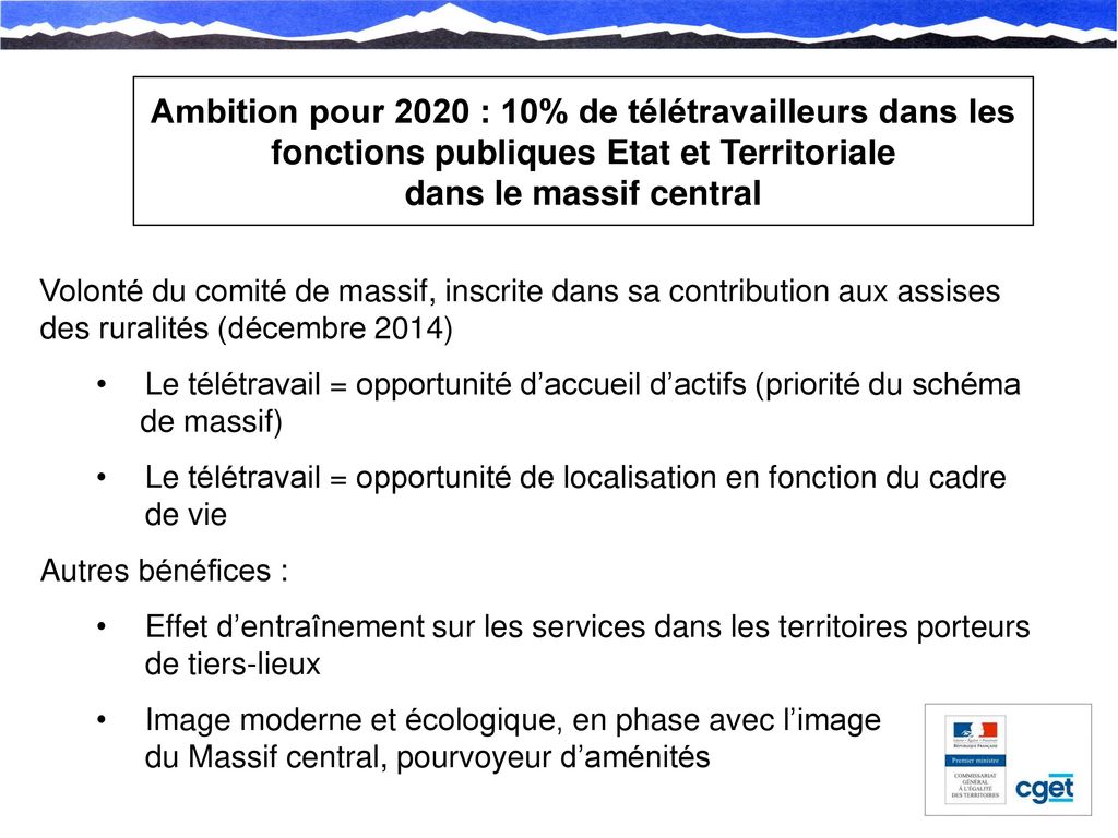 Ambition pour 2020 : 10% de télétravailleurs dans les fonctions publiques Etat et Territoriale dans le massif central
