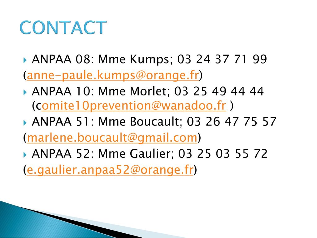 CONTACT ANPAA 08: Mme Kumps;