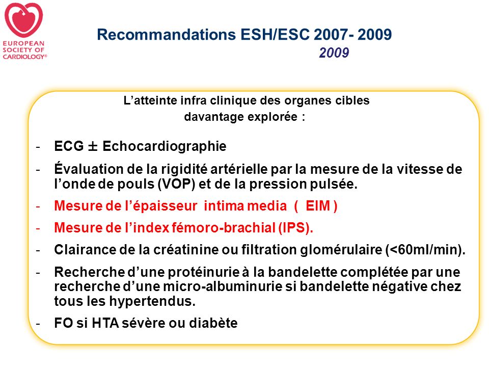 Recommandations ESH/ESC