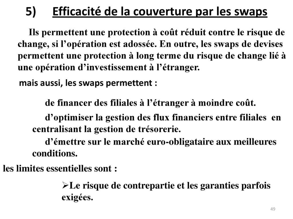 Efficacité de la couverture par les swaps