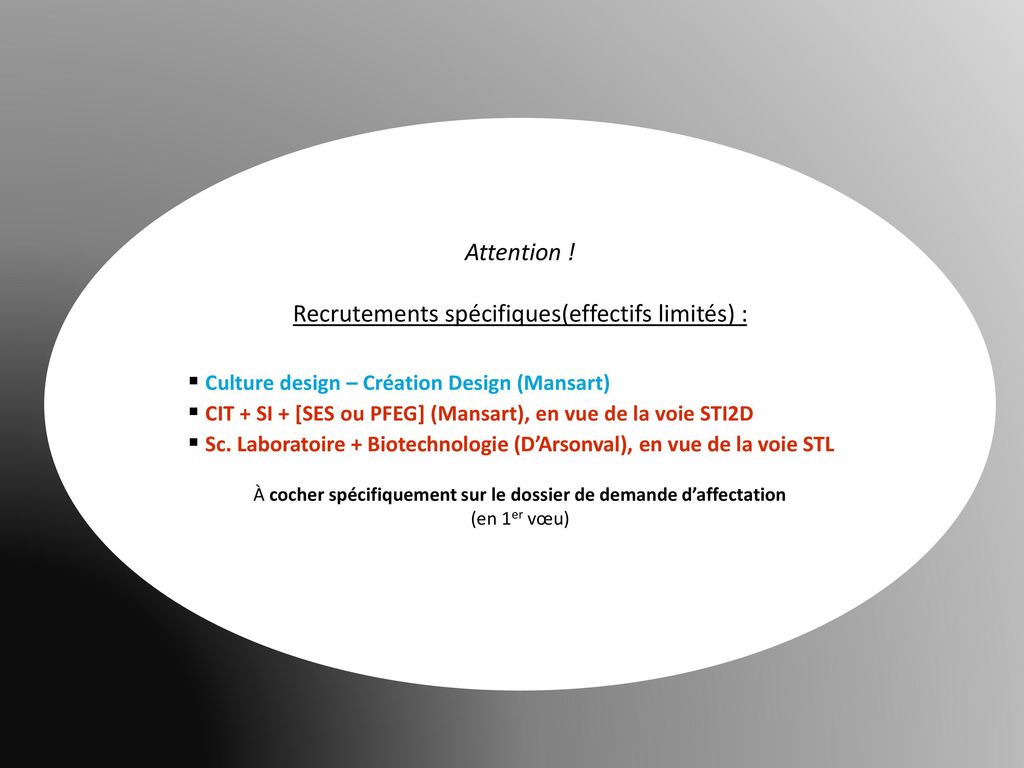 Recrutements spécifiques(effectifs limités) :