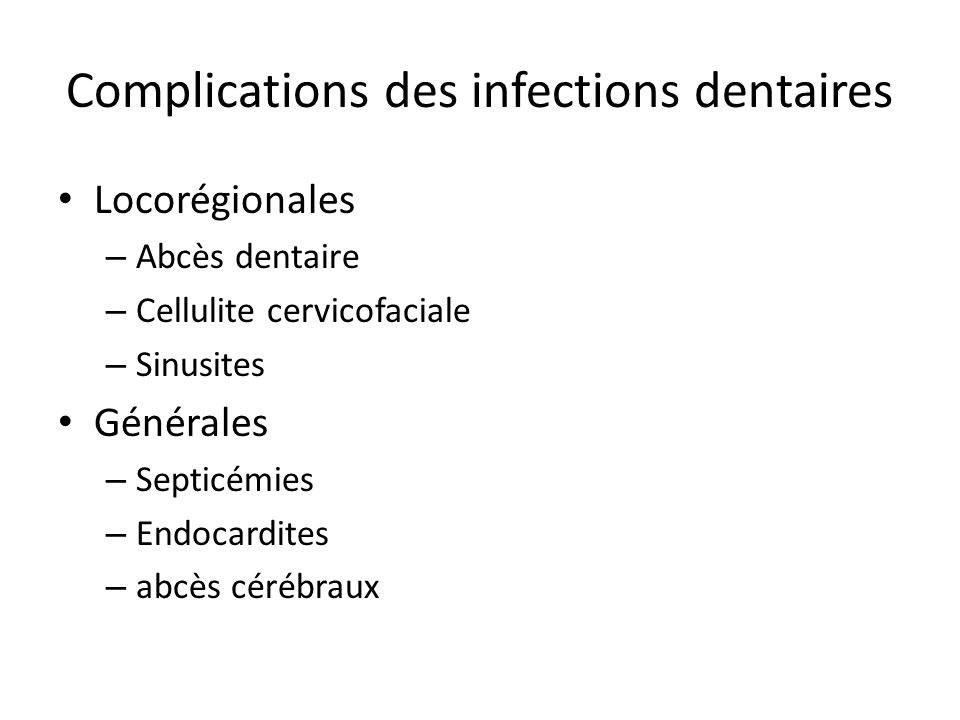 Complications des infections dentaires