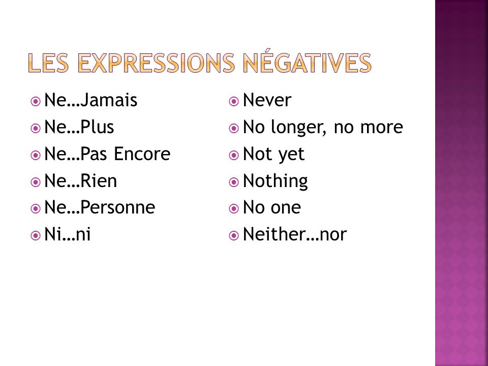 Les expressions négatives