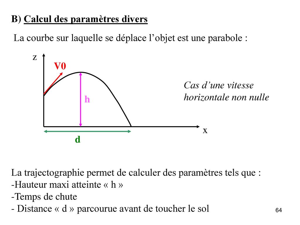 B) Calcul des paramètres divers