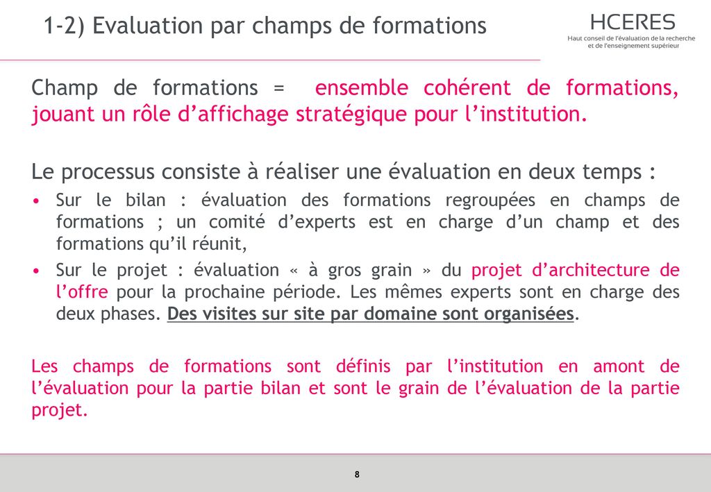 1-2) Evaluation par champs de formations