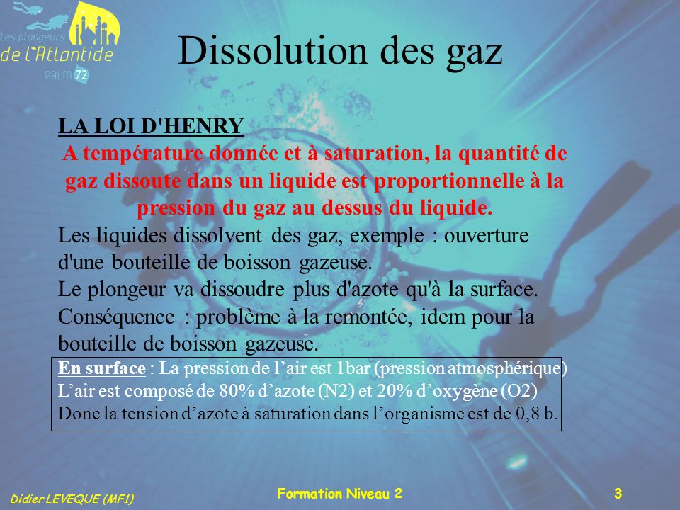 Dissolution des gaz LA LOI D HENRY