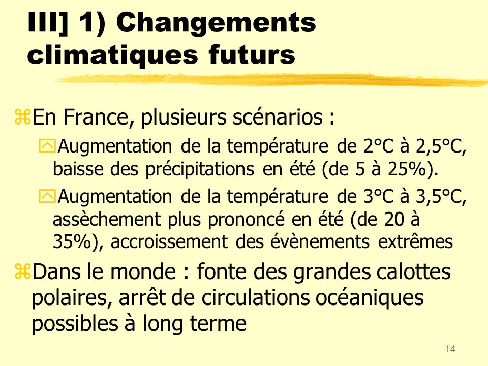 III] 1) Changements climatiques futurs