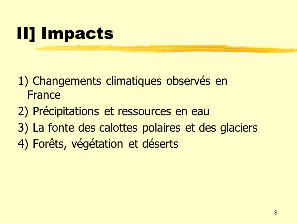 II] Impacts 1) Changements climatiques observés en France