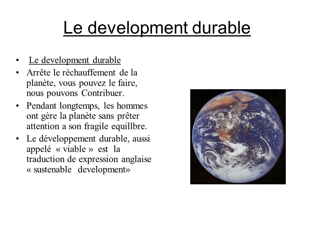 Le development durable