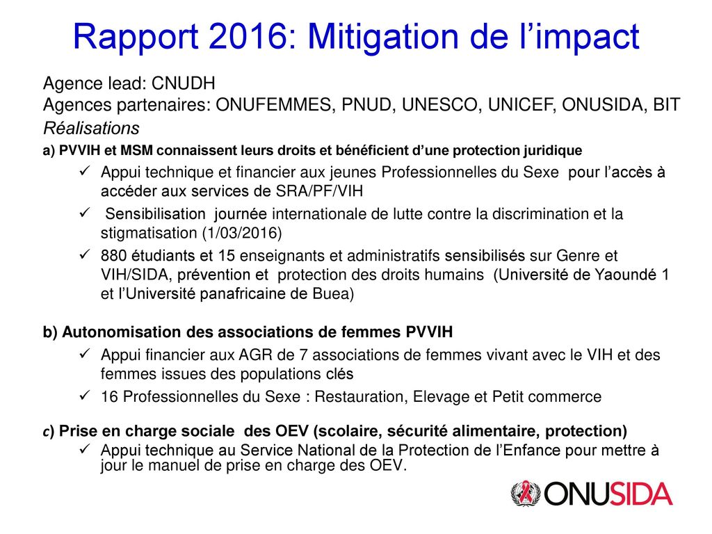 Rapport 2016: Mitigation de l’impact