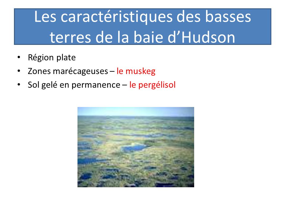 Les caractéristiques des basses terres de la baie d’Hudson