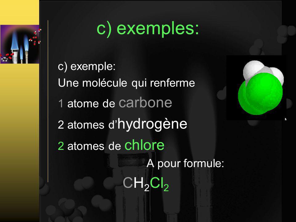c) exemples: CH2Cl2 c) exemple: Une molécule qui renferme