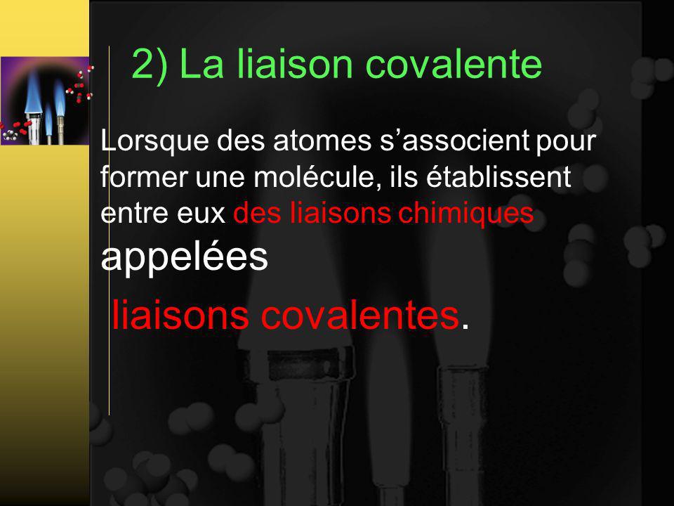 2) La liaison covalente liaisons covalentes.