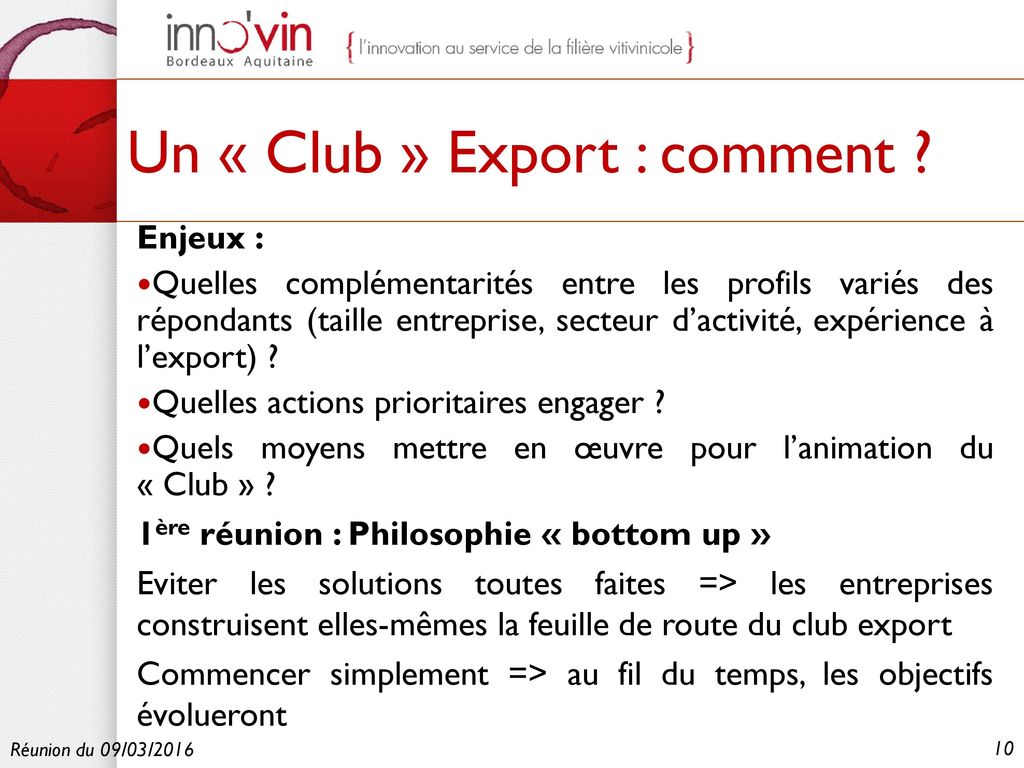 Un « Club » Export : comment