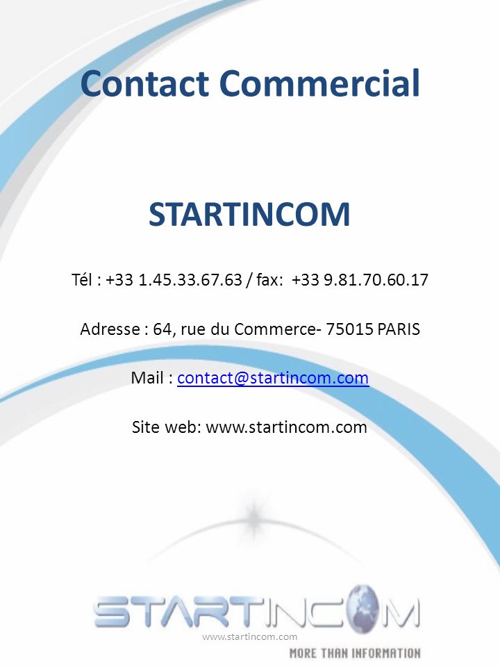 Contact Commercial STARTINCOM