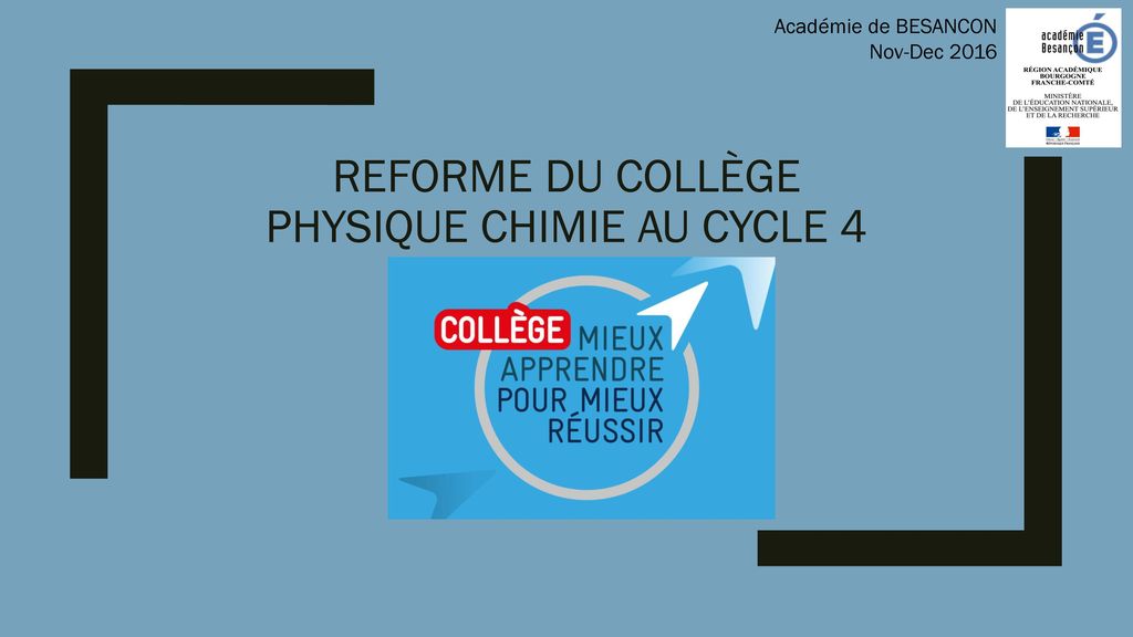 Reforme du collège physique chimie au cycle 4