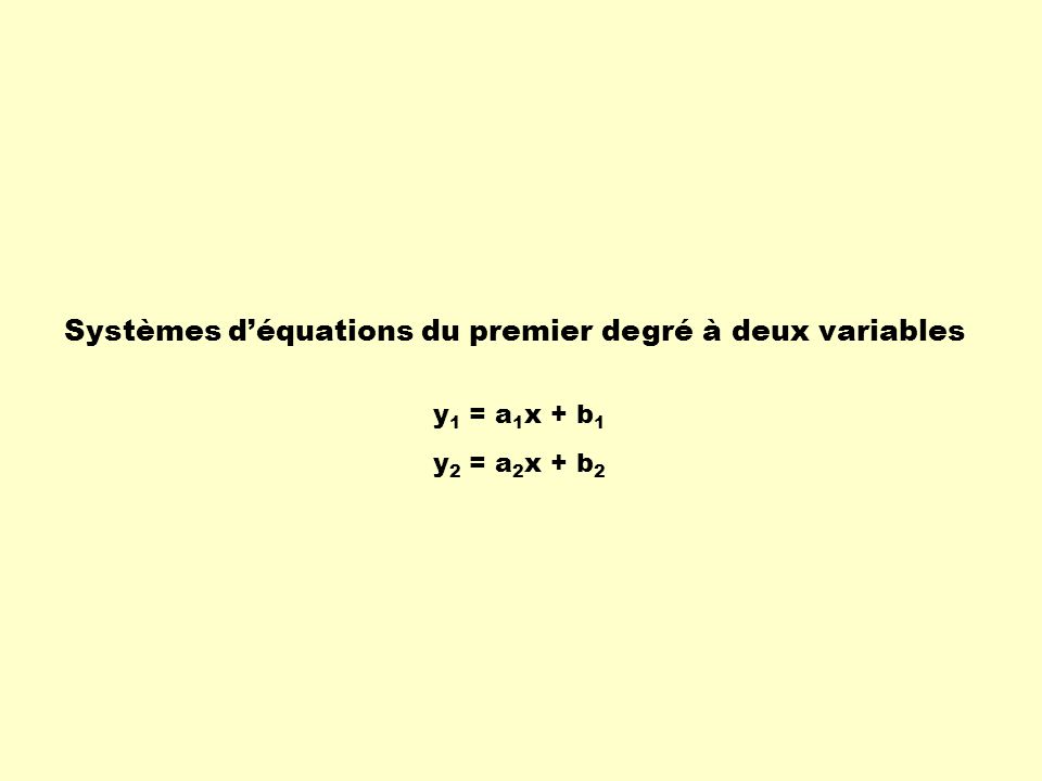 Systèmes d’équations du premier degré à deux variables