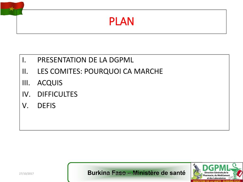 PLAN PRESENTATION DE LA DGPML LES COMITES: POURQUOI CA MARCHE ACQUIS