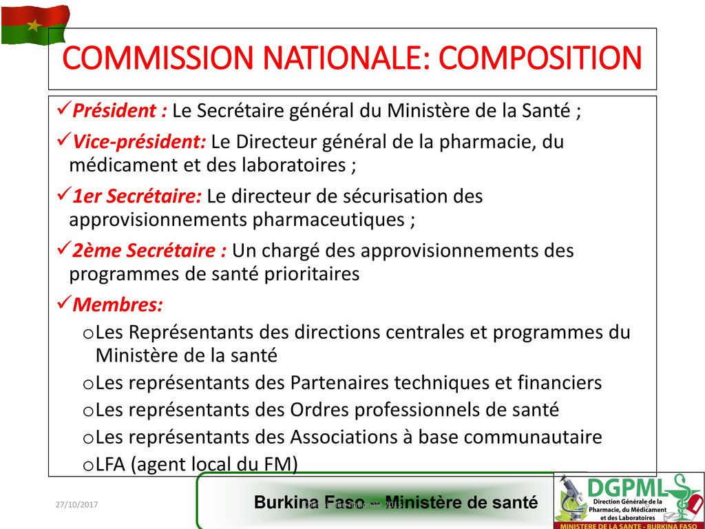 COMMISSION NATIONALE: COMPOSITION