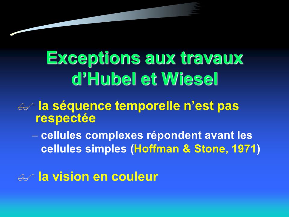 Exceptions aux travaux d’Hubel et Wiesel
