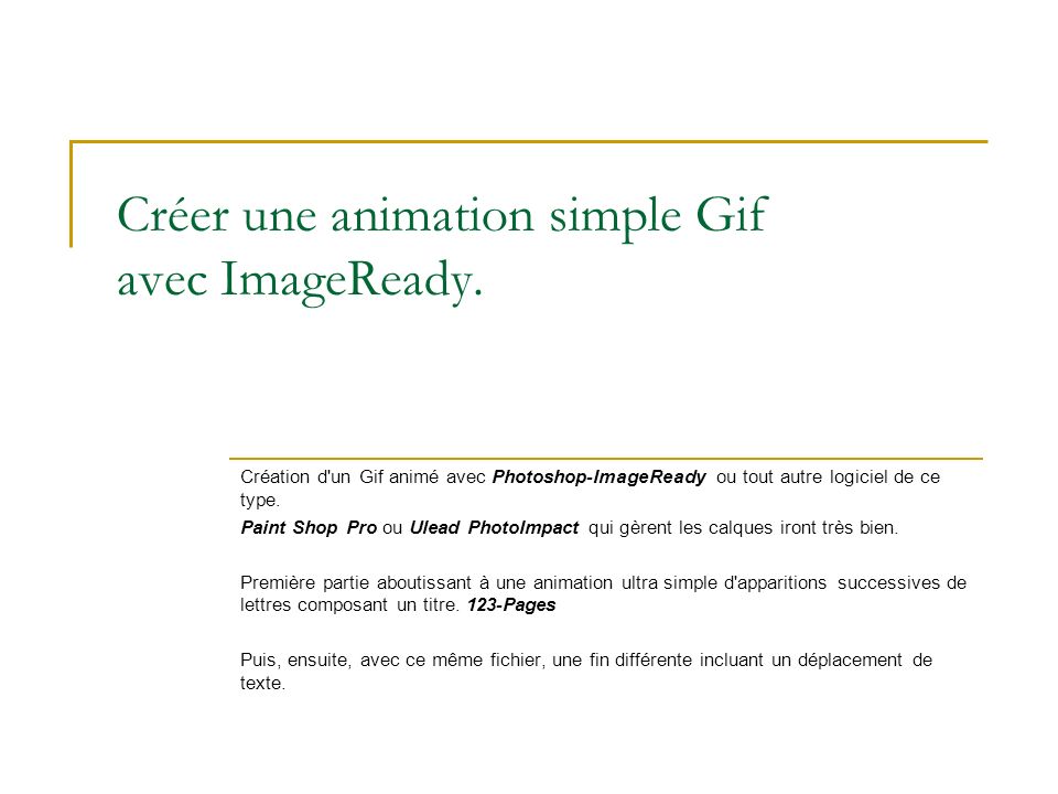 Créer une animation simple Gif avec ImageReady.