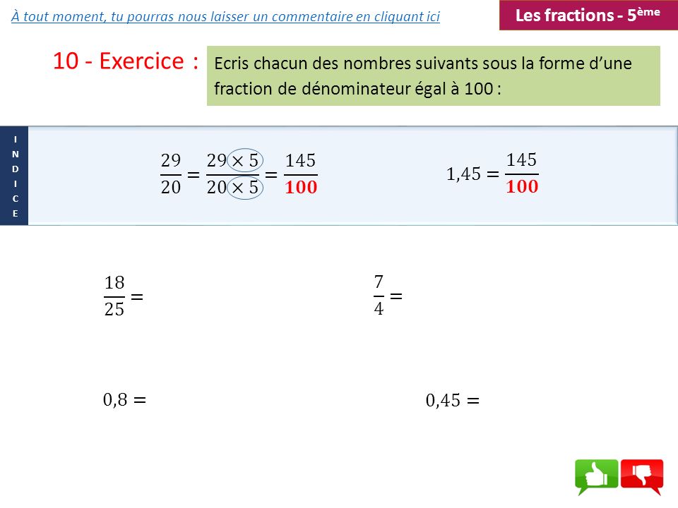10 - Exercice : Les fractions - 5ème