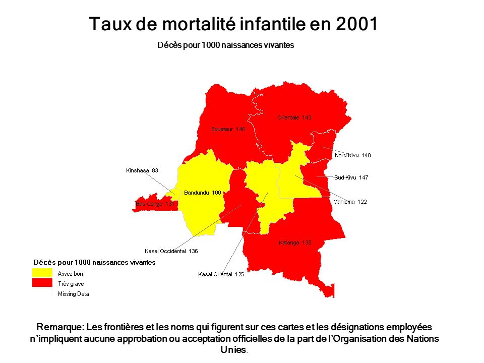 Taux de mortalité infantile en 2001