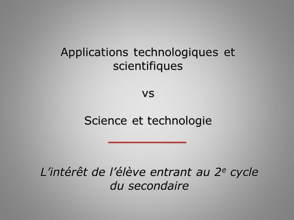 Applications technologiques et scientifiques vs Science et technologie