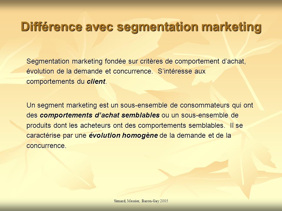Différence avec segmentation marketing