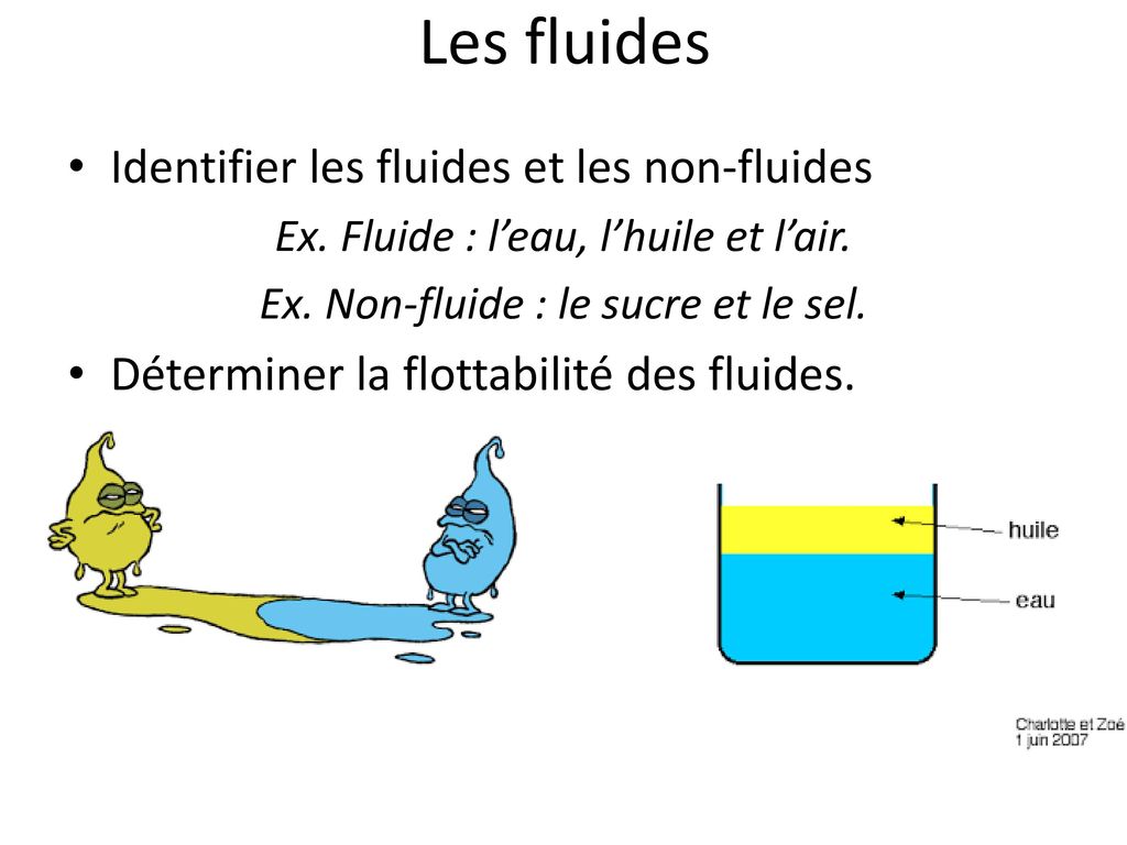 Les fluides Identifier les fluides et les non-fluides