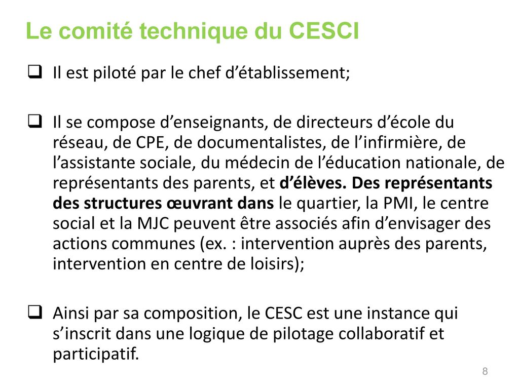 Le comité technique du CESCI