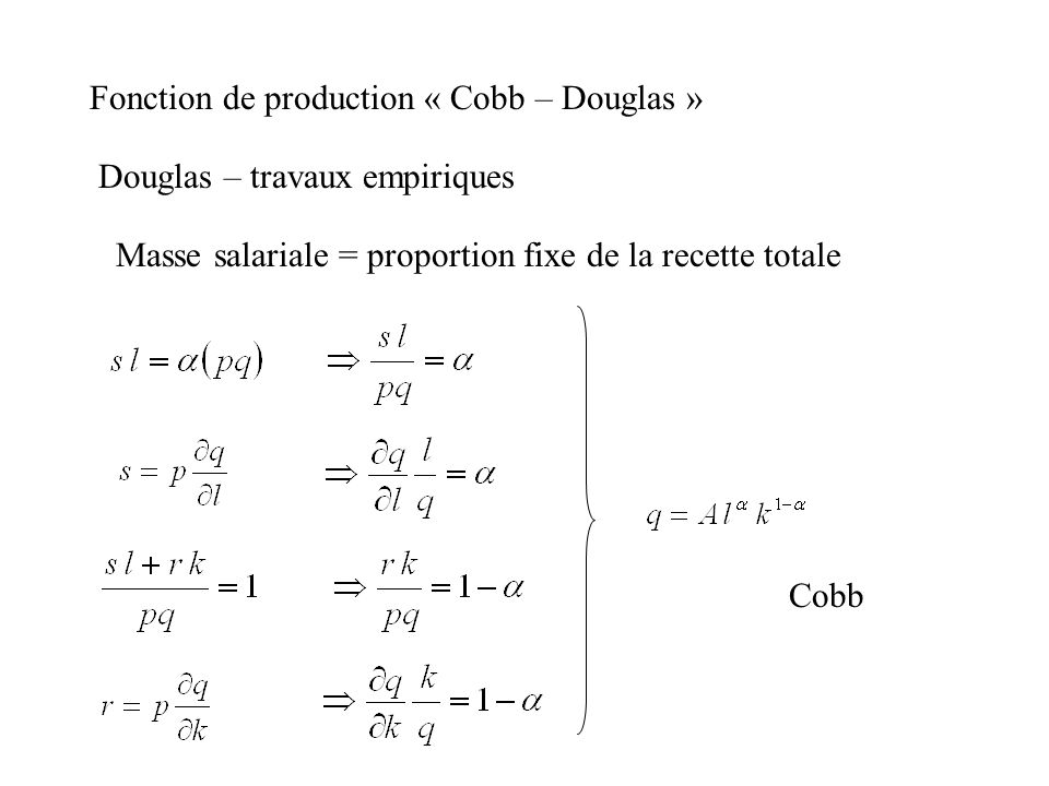 Fonction de production « Cobb – Douglas »