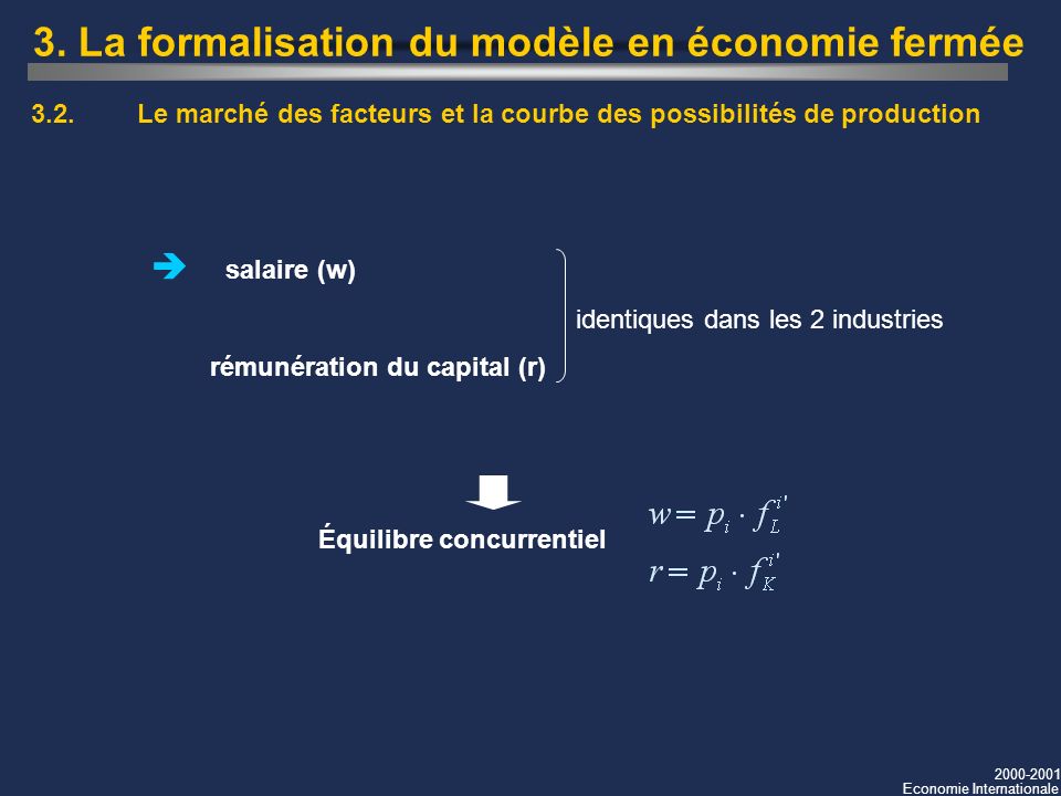 3. La formalisation du modèle en économie fermée