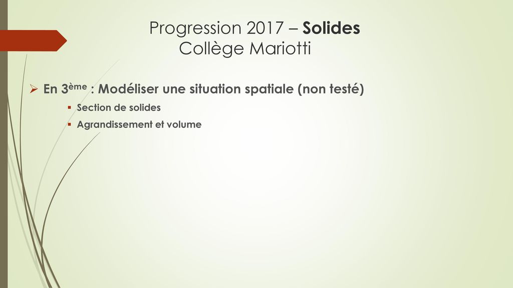 Progression 2017 – Solides Collège Mariotti