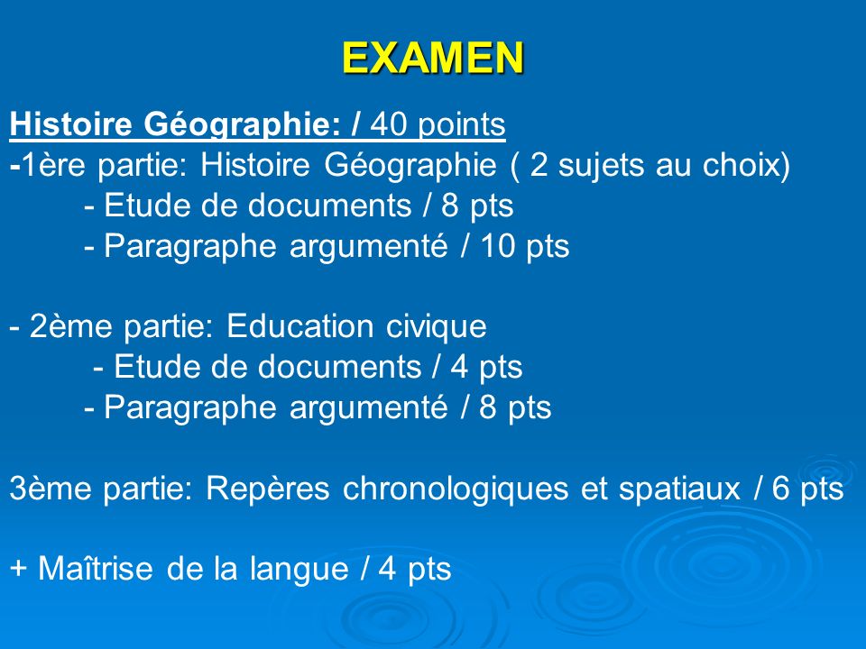 EXAMEN Histoire Géographie: / 40 points