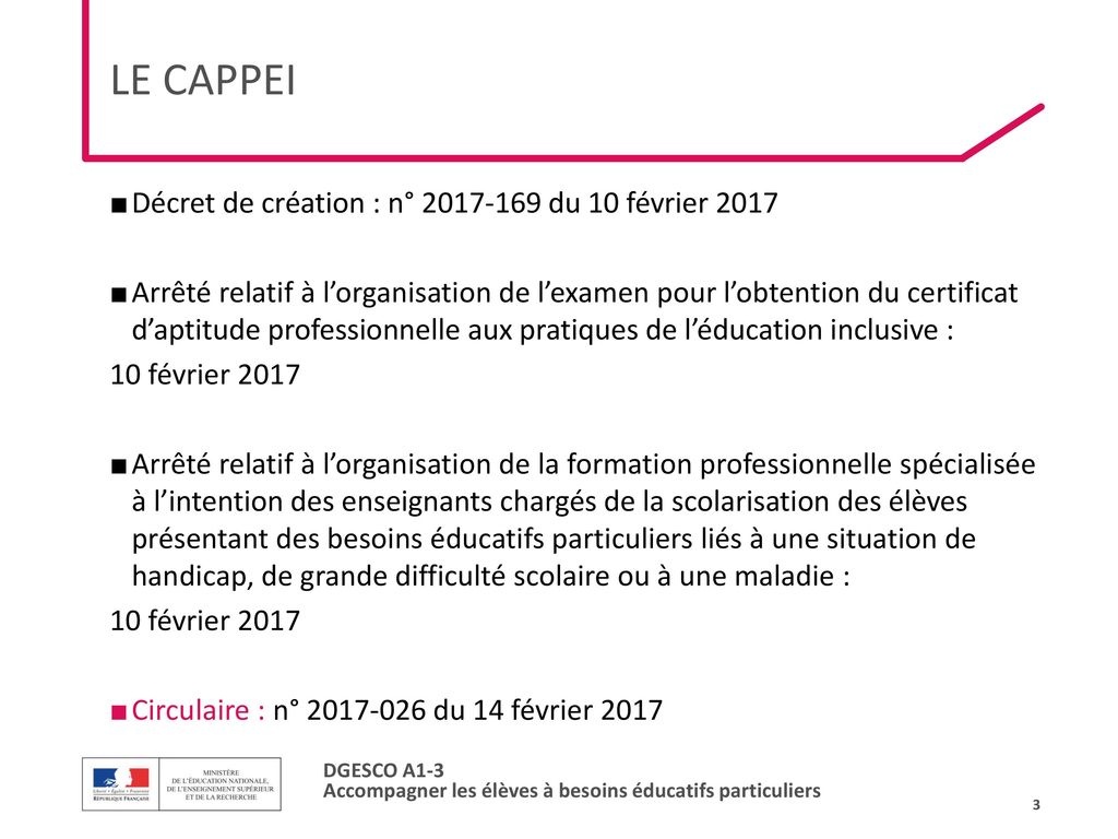 LE CAPPEI Décret de création : n° du 10 février 2017
