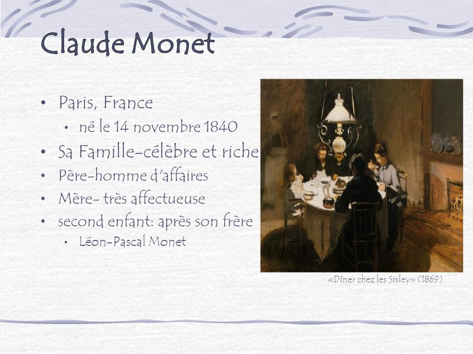 Claude Monet Paris, France Sa Famille-célèbre et riche