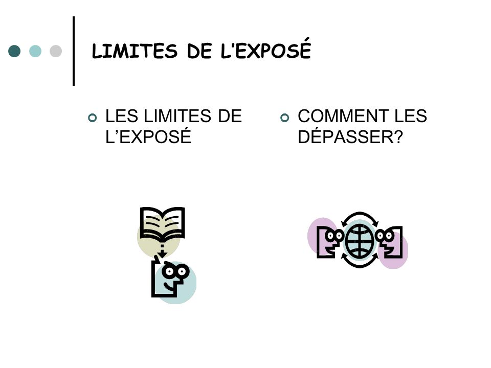 LIMITES DE L’EXPOSÉ LES LIMITES DE L’EXPOSÉ COMMENT LES DÉPASSER