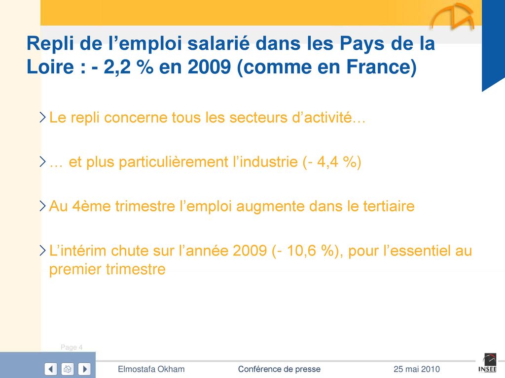Repli de l’emploi salarié dans les Pays de la Loire : - 2,2 % en 2009 (comme en France)