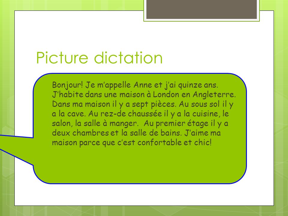 Picture dictation