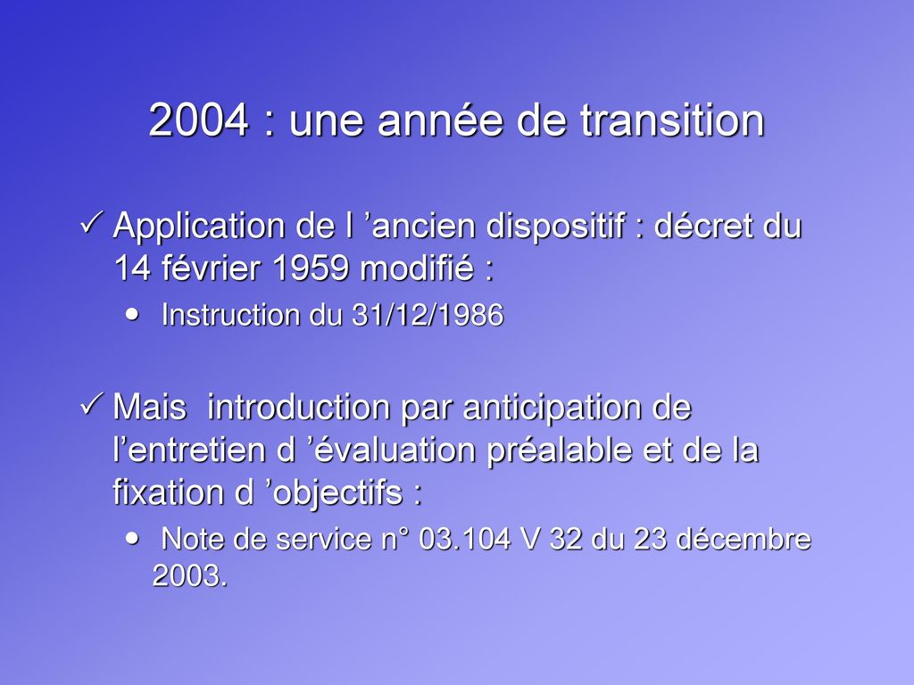 2004 : une année de transition