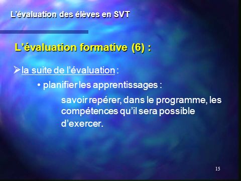 L’évaluation formative (6) :