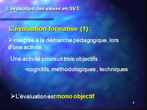 L’évaluation formative (1) :