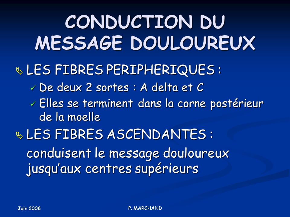 CONDUCTION DU MESSAGE DOULOUREUX