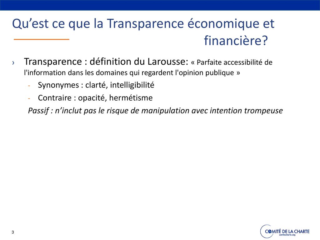 Qu’est ce que la Transparence économique et financière