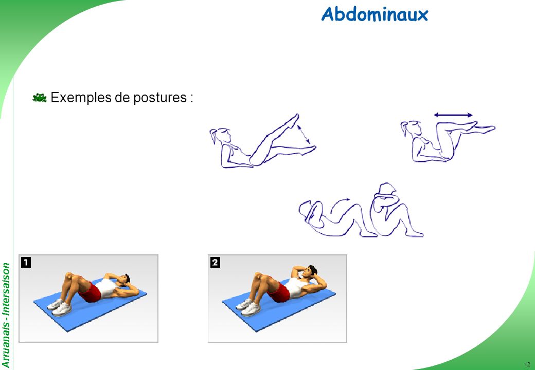 Abdominaux Exemples de postures :