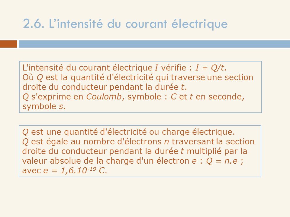 2.6. L’intensité du courant électrique