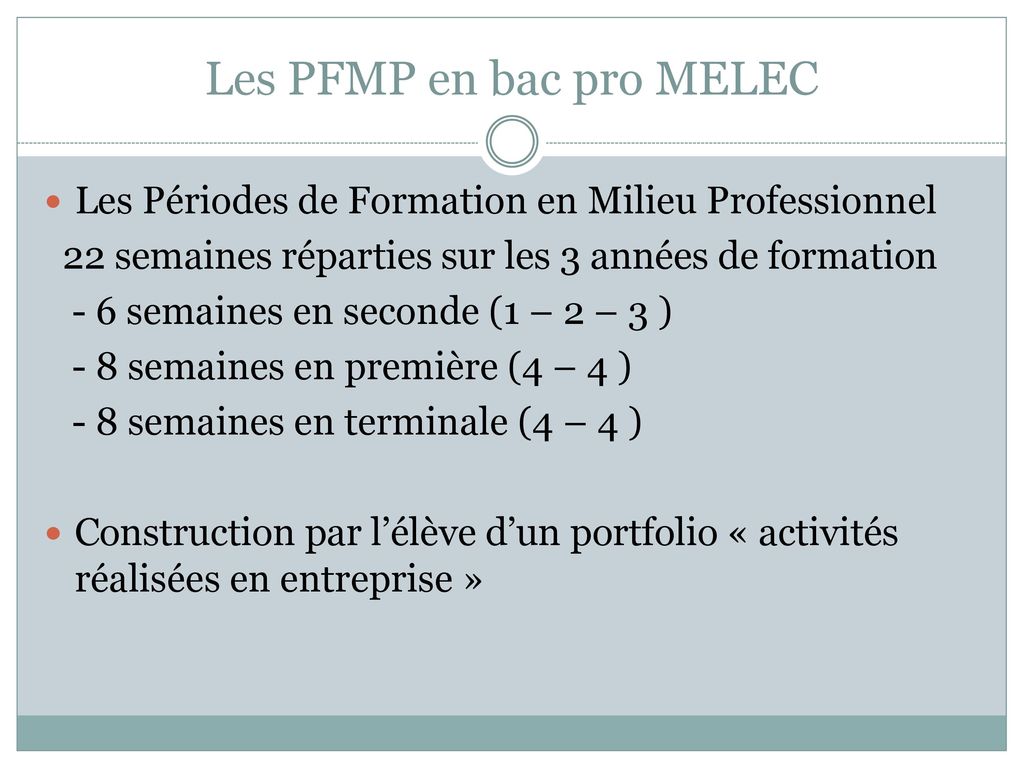 Les PFMP en bac pro MELEC